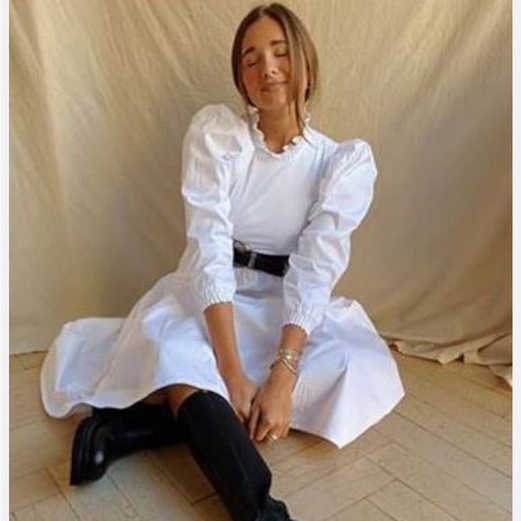 🎉 4x HP 🎉 NWT Danielle Bernstein Puff Sleeve Calf MIDI Dress - Picture 2 of 7